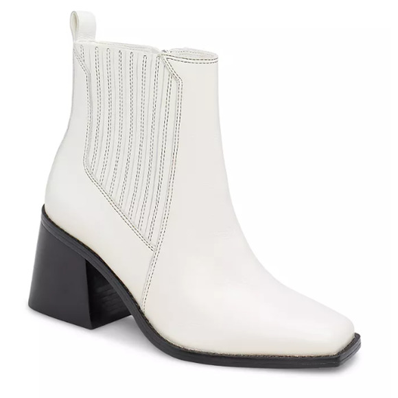 Vince Camuto Sojetta Square Toe High Heel Booties White Ankle Boots - Picture 1 of 12